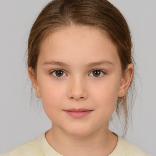 Neutral white child female with medium  brown hair and brown eyes