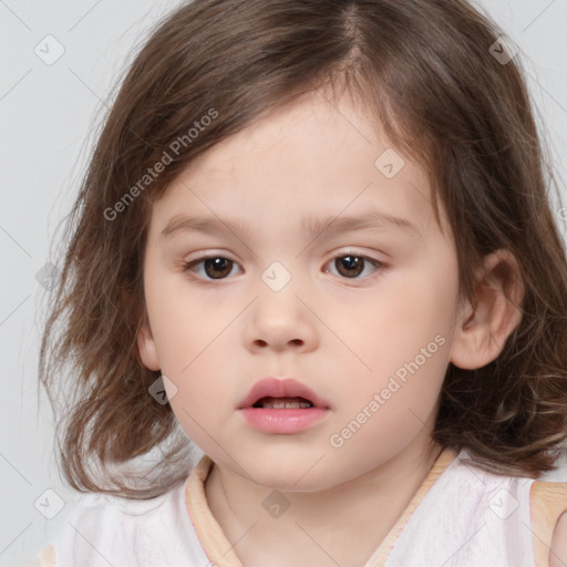 Neutral white child female with medium  brown hair and brown eyes