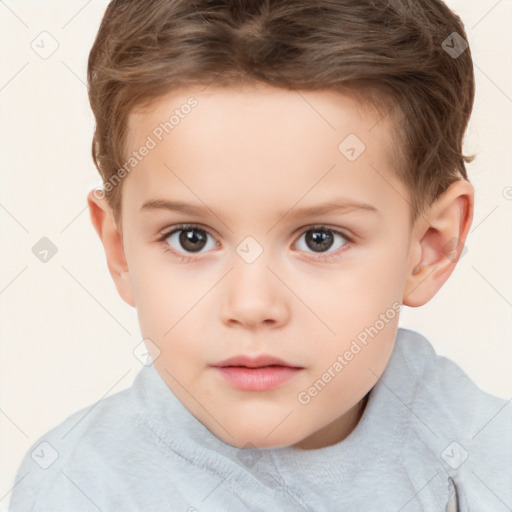 Neutral white child male with short  brown hair and brown eyes