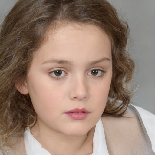 Neutral white child female with medium  brown hair and brown eyes