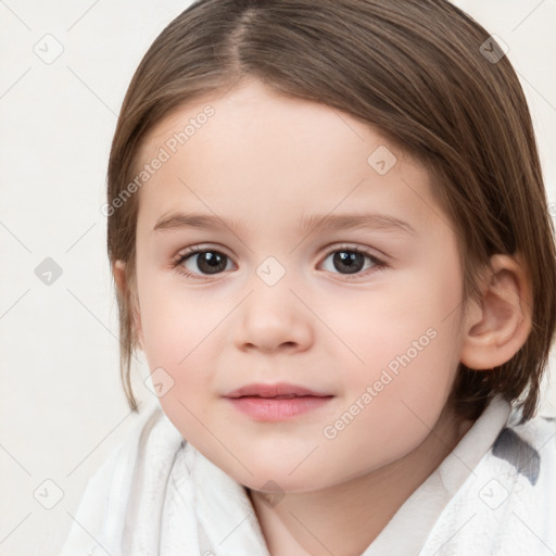 Neutral white child female with medium  brown hair and brown eyes