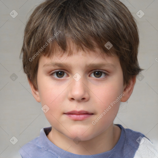 Neutral white child male with short  brown hair and brown eyes