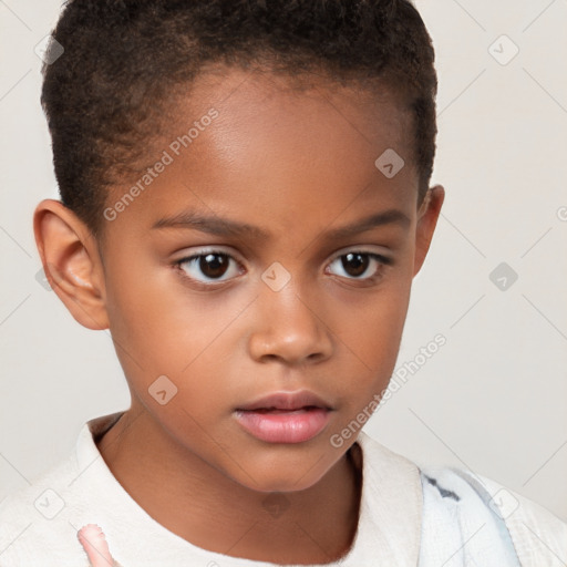 Neutral white child female with short  brown hair and brown eyes