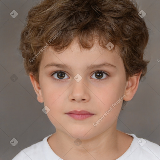 Neutral white child male with short  brown hair and brown eyes