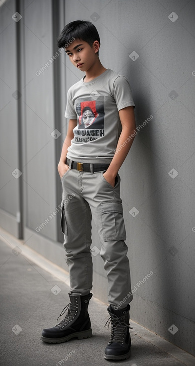 Singaporean teenager boy with  gray hair