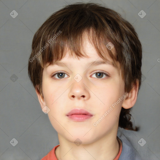 Neutral white child female with short  brown hair and brown eyes