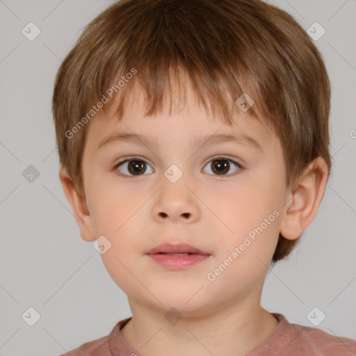 Neutral white child male with short  brown hair and brown eyes