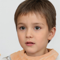 Neutral white child male with short  brown hair and brown eyes