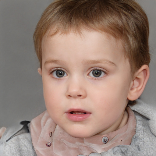 Neutral white child male with short  brown hair and brown eyes