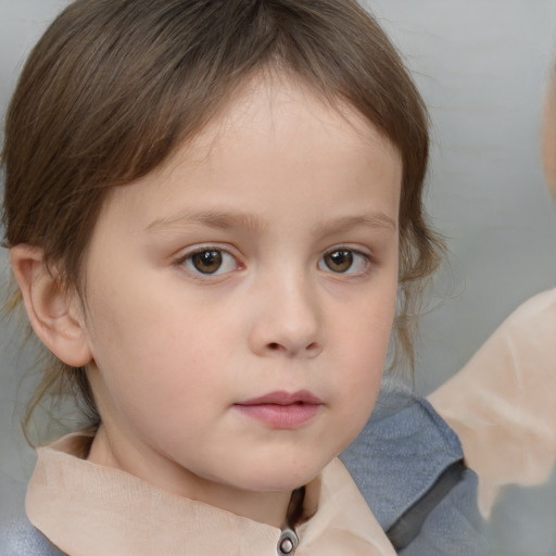 Neutral white child female with medium  brown hair and brown eyes