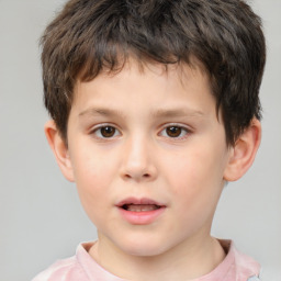 Neutral white child male with short  brown hair and brown eyes