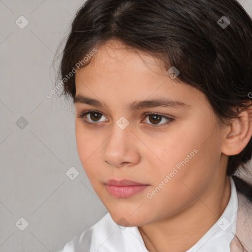 Neutral white child female with medium  brown hair and brown eyes