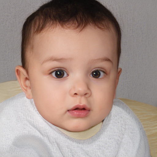 Neutral white child female with short  brown hair and brown eyes