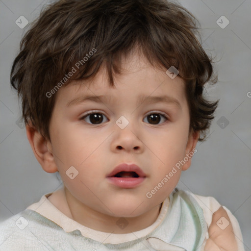 Neutral white child male with short  brown hair and brown eyes