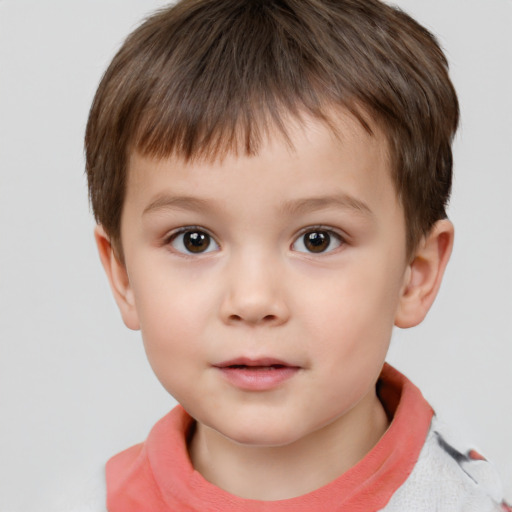 Neutral white child male with short  brown hair and brown eyes