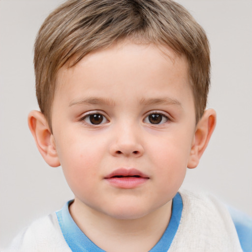 Neutral white child male with short  brown hair and brown eyes