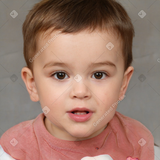 Neutral white child male with short  brown hair and brown eyes