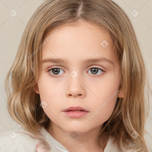 Neutral white child female with medium  brown hair and brown eyes