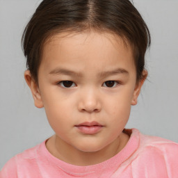 Neutral white child female with short  brown hair and brown eyes