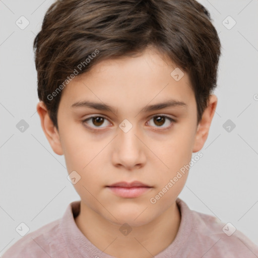 Neutral white child male with short  brown hair and brown eyes