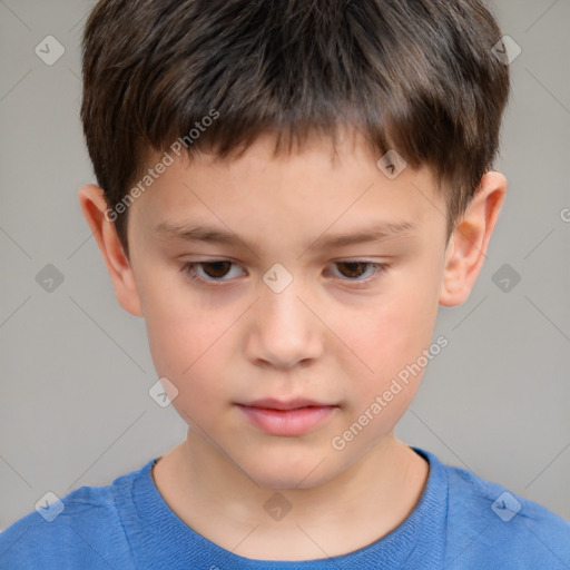 Neutral white child male with short  brown hair and brown eyes