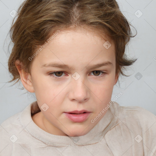 Neutral white child female with medium  brown hair and brown eyes