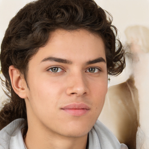 Neutral white young-adult male with medium  brown hair and brown eyes