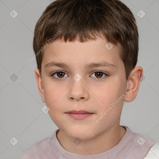 Neutral white child male with short  brown hair and brown eyes