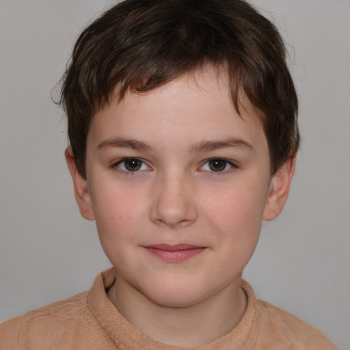 Neutral white child male with short  brown hair and brown eyes