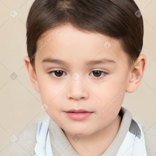 Neutral white child female with short  brown hair and brown eyes