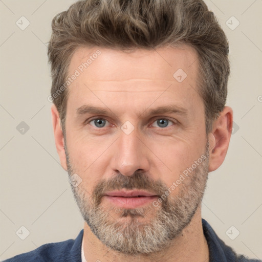 Neutral white adult male with short  brown hair and brown eyes