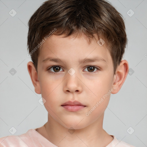 Neutral white child male with short  brown hair and brown eyes