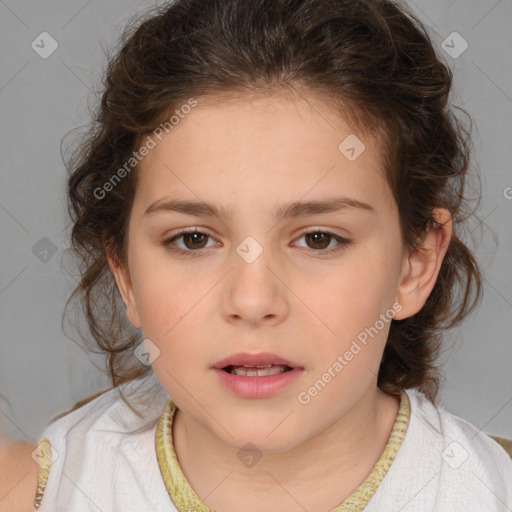 Neutral white child female with medium  brown hair and brown eyes