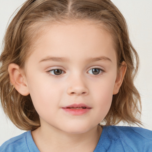 Neutral white child female with medium  brown hair and brown eyes