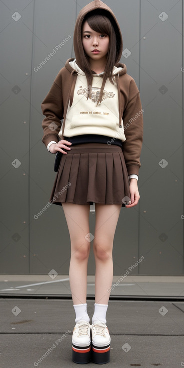 Japanese young adult female with  brown hair