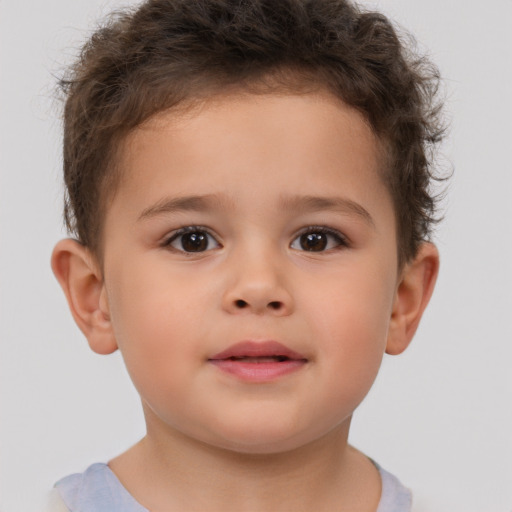 Neutral white child male with short  brown hair and brown eyes