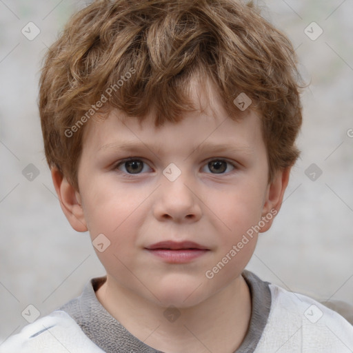 Neutral white child male with short  brown hair and brown eyes