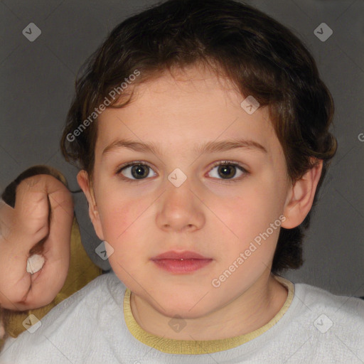 Neutral white child female with short  brown hair and brown eyes