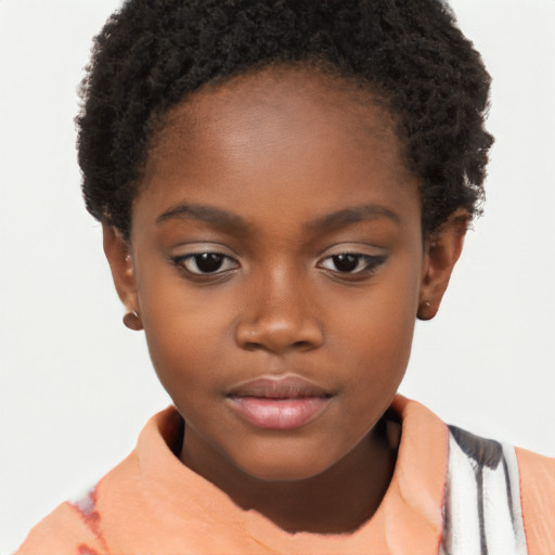 Neutral black child female with short  brown hair and brown eyes