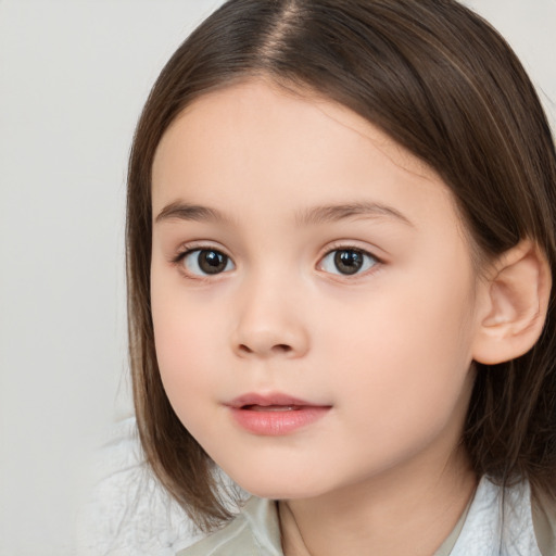 Neutral white child female with medium  brown hair and brown eyes