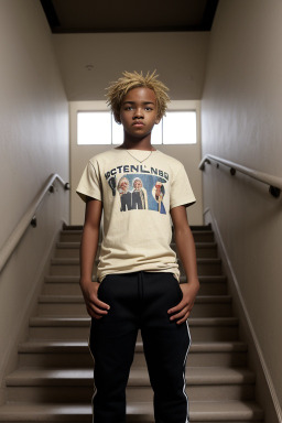 African american teenager boy with  blonde hair