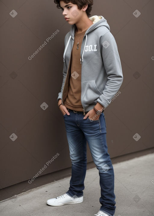 Brazilian teenager boy with  brown hair