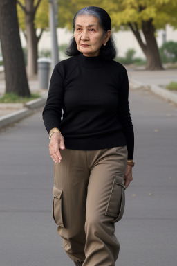 Uzbek elderly female with  black hair