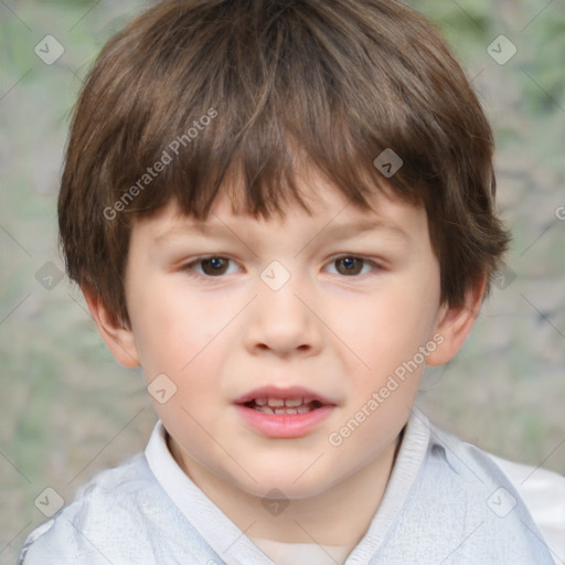 Neutral white child male with short  brown hair and brown eyes