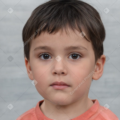 Neutral white child male with short  brown hair and brown eyes