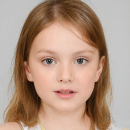 Neutral white child female with medium  brown hair and brown eyes