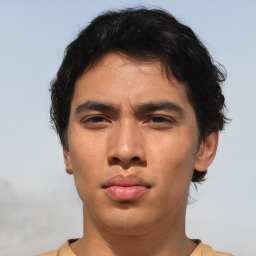 Neutral asian young-adult male with short  brown hair and brown eyes