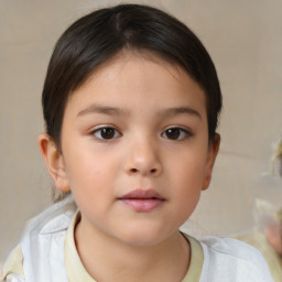 Neutral white child female with short  brown hair and brown eyes