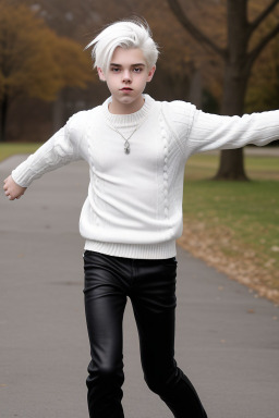 American teenager boy with  white hair