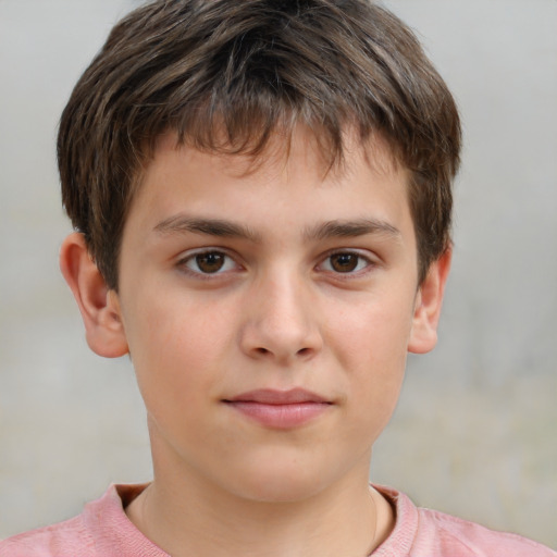 Neutral white child male with short  brown hair and brown eyes